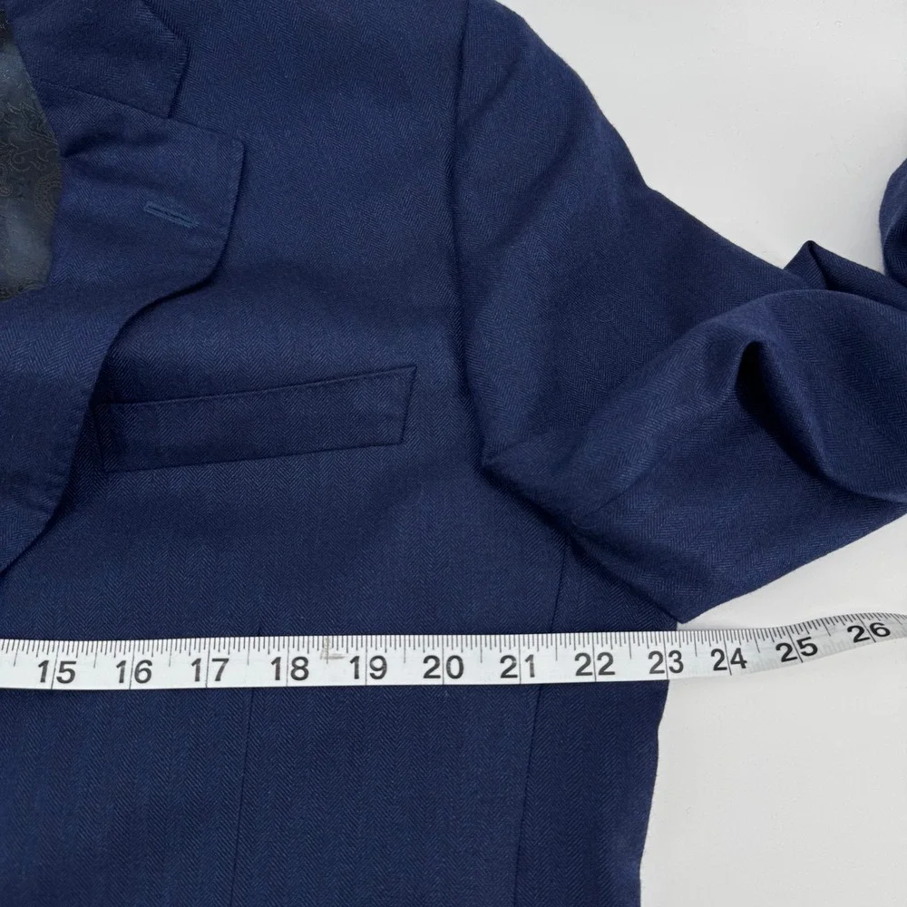 J.P. Tilford Samuelsohn Loro Piana Blazer Men 42L Blue Cashmere Silk Herringbone